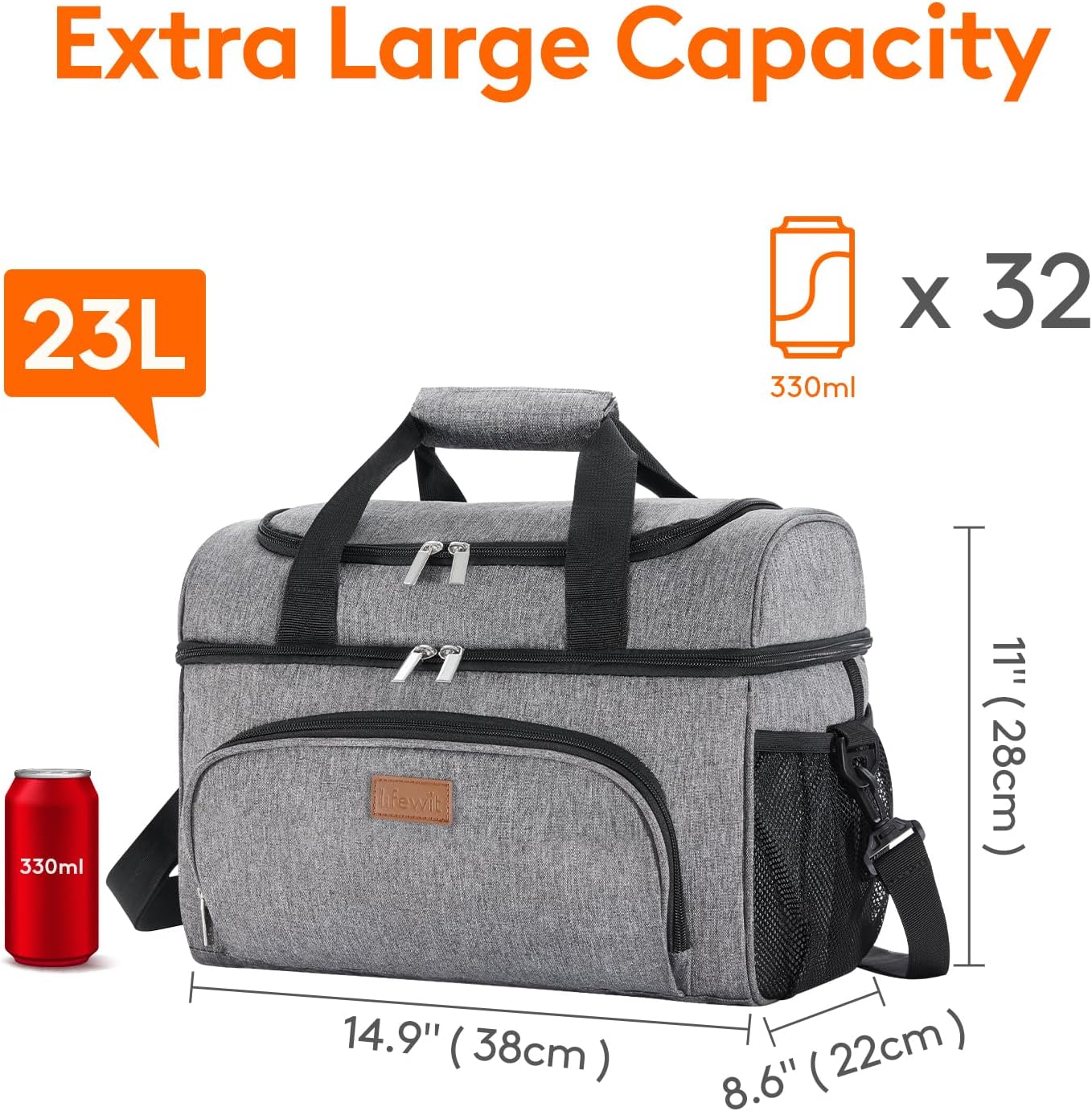 Lifewit Insulated Cooler Bag, Large Leakproof Beach Cooler, Lightweight Portable Double Layer Soft-Sided Travel Ice Chest for Camping, Kayaking, Road Trips, Grocery Shopping