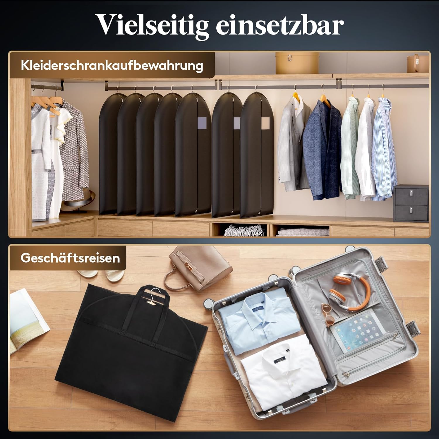 Lifewit Garment Bag, Clothes Cover 120 GSM Material Thickness with Shoe Bag for Suit, Blazer, Costume, Premium Suit Bag for Travel and Storage, 100 x 60 cm, 1 Piece